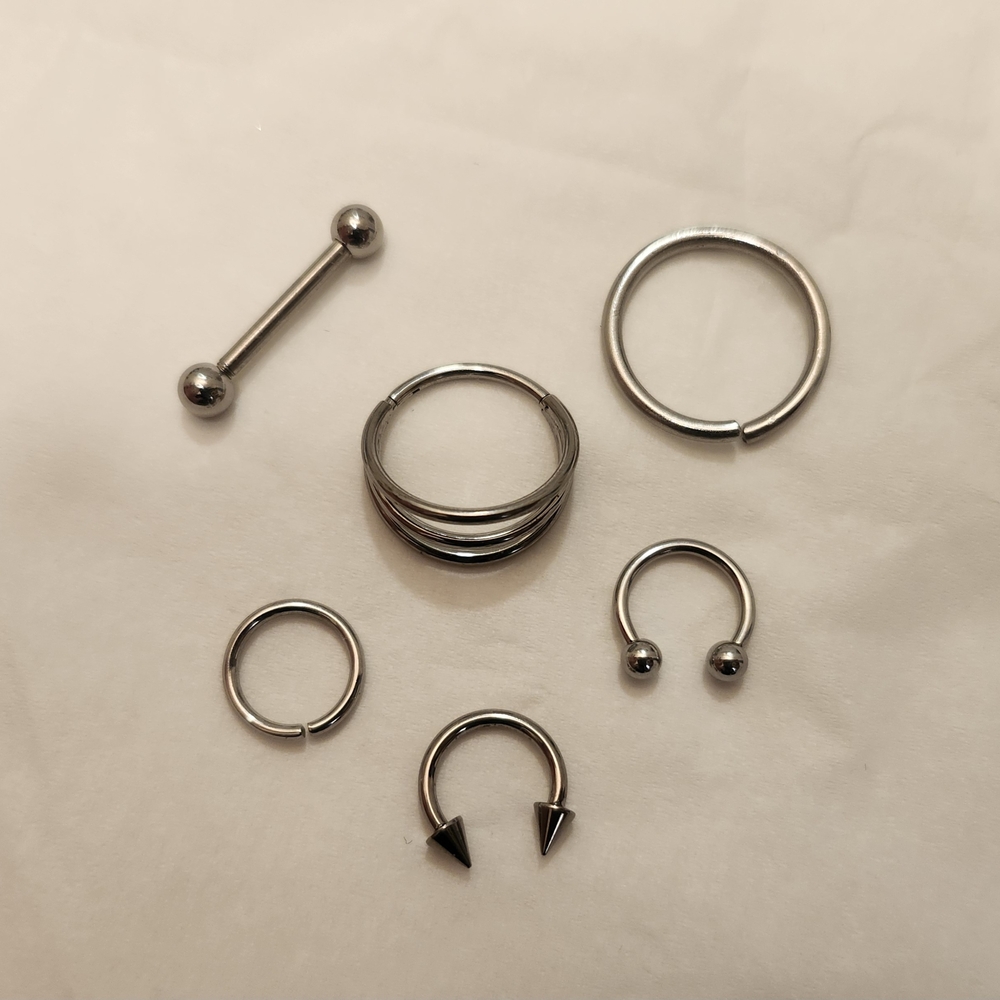6 Pcs Body Jewelry - Titanium & Stainless Steel